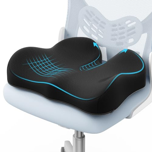 A-Pce Cuscini in memory foam per sedile, cuscino ergonomico per sedia da ufficio, adatto per casa, ufficio e auto, cuscino per guida, nero