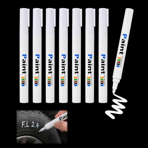 Voxlvytic 8 Piezas 2-3mm Rotulador Blanco Permanente, Rotuladores Acrílicos Blanco, Marcador Permanente, para Neumático, Metal, Madera, Vidrio, Plástico, Tela, Resistente al Agua y de Secado Rápido