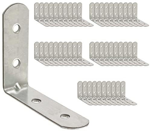 OMIDEAS 50 x Winkelverbinder (30 x 30 x 16) Winkel L Klammern Eckwinkel 90 Grad Lochwinkel Bauwinkel Holzverbinder Metallwinkel Möbel Stuhl Verbinder Verzinkt