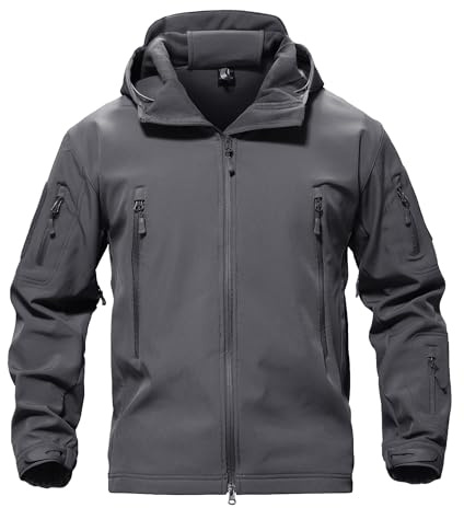 TACVASEN Men's Ski Fleece Special Ops Military Tactical Rain Soft Shell Waterproof Jackets Winter Warm Coat Hiking Gray 4XL