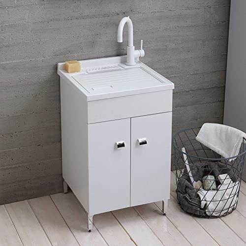 Kiamami Valentina - Mueble lavadero 50 cm blanco con tabla de lavado extraíble |Pratico