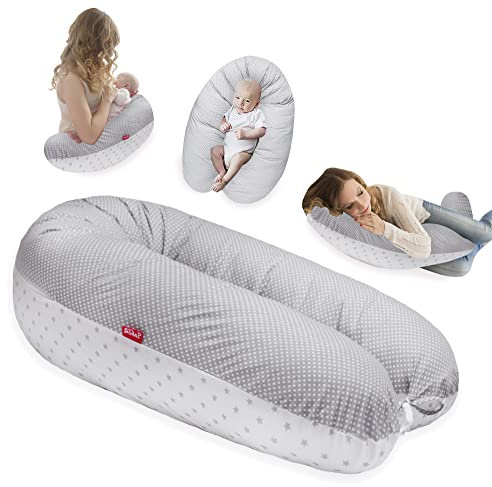Scamp Stillkissen universales Schwangerschaftskissen Lagerungskissen inkl. Bezug verschiedenes Design NEU (Mouse Dots Stars)