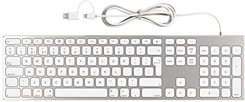 All-Aluminium Wired Keyboard for Mac with USB-A/USB-C 2-in-1 Plug-and-Play Cable, Full-Size Numeric Keypad and Metal Unibody Design, Compatible with Apple iMac, Mac mini and MacBook