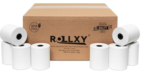 3-1/8 X 230 Thermal Paper Compatible with Star CT-S300 Tsp100 BPA Free 50 Rolls by Rollxy (48gm Thickness)