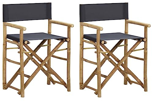 vidaXL Klappbare Regiestühle 2 STK. Dunkelgrau Bambus und Stoff