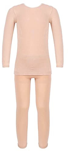 IEFIEL Sous-vêtements Thermiques Enfant Garcon Fille Justaucorps Gymnastique Danse Ballet Haute Chemise Manche Longue + Leggings Collantes Doublés en Polaire