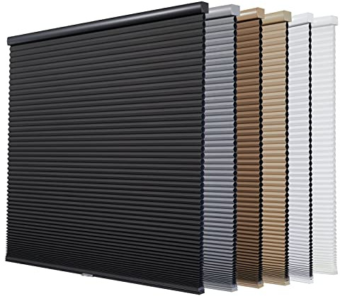 Persilux Custom Size Blackout Cellular Blinds for Windows - Cordless Honeycomb Shades for Home, Room Darkening, Door - Black