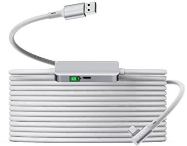 5m Link Kabel Kompatibel mit Meta Oculus Quest3/Quest2/Pro/PICO 4,Stouchi mit Separatem Ladeanschluss für Stromversorgung,Hochgeschwindigkeits USB3 Datenübertragungskabel vom TypA auf C Gaming PC
