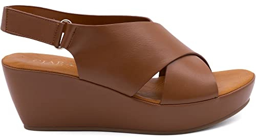 CIARA LONDON Ladies Open Toe Slip On Mid Heel Wedge Hook And Loop Casual Summer Sandals