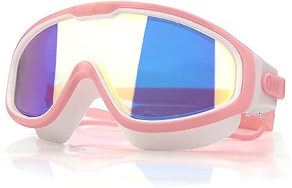 Hixingo Lunette Piscine Enfant 8-15 Ans, Lunettes de Natation Anti-Fuites Anti-Buée et Protection UV pour Garçons et Filles Réglable Lunettes de Piscine Lunette de Plongée (Rose)
