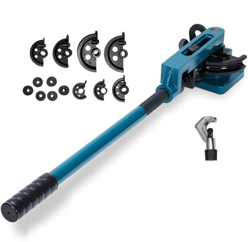 Garvee Pipe Bender, 3/8 in to 1 in Manual Pipe Tube Bender with Tubing Cutter and 7 Dies for Copper Steel Metal Tubing Benders Tool