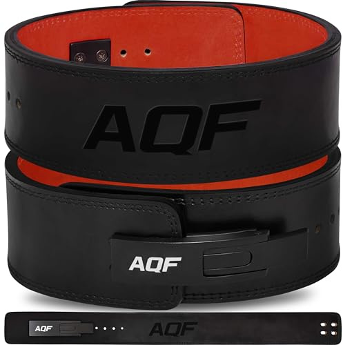 AQF Ceinture Musculation Homme Avec Levier Boucle | 4 Large x 13 mm Ceinture de Force à Levier | Ceinture Lombaire Haltérophilie pour Powerlifting, Fitness, Gym et Deadlifts (M)