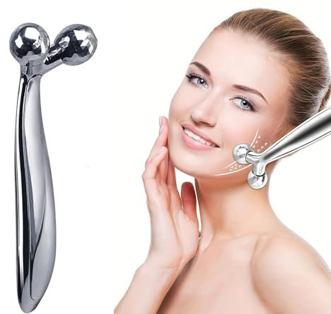 UQMIQURA Massaggiatore facciale 3D, rullo massaggiante, rullo rotante a 360°, massaggiatore viso anti-invecchiamento, rilassamento muscolare