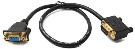 System-S Cable D Sub15 de 50 cm HD VGA de 15 Pines Macho a Hembra DB15 Adaptador de ángulo Recto