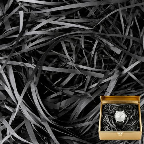 250g Shredded Tissue Paper Black Shredded Paper for Gift Boxes | Paper Raffia, Lightweight, Protective Filling, for Gift Boxes, DIY Crafts, Birthdays, Weddings, Anniversaries