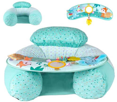 Seggiolino da Terra per Bambini, Simpatico Elefante Impara a Sedersi Seggiolino per Bambini con Piastra di Supporto, Sedia da Attività per Sedersi, Vassoio Sensoriale Morbido ed Elastico per lo Svilu