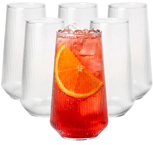 Greentainer Highball - Juego de 6 vasos de agua con asa, 500 ml