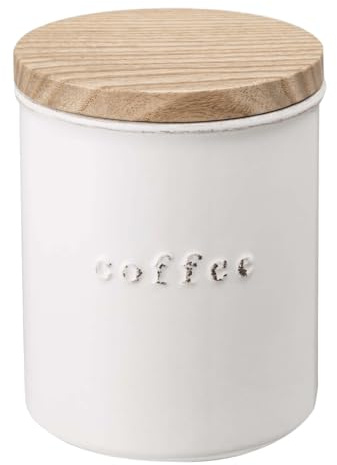 YAMAZAKI Home Tosca Ceramic Canister - Dry Food Kitchen Storage Container Organizer - Coffee - 15.25 Oz., 450 Ml
