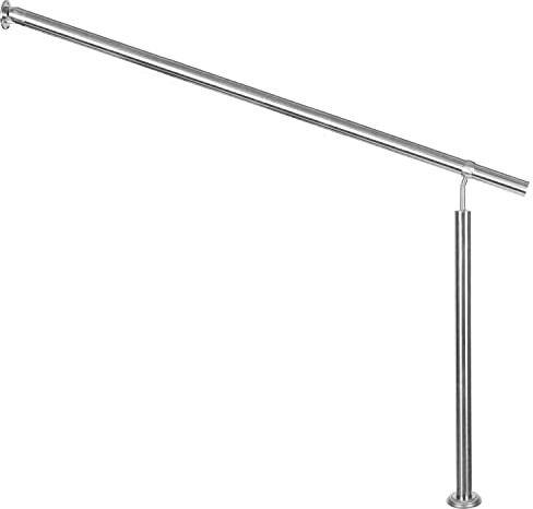 Edelstahl Handlauf Treppengeländer Geländer für Treppe Treppen mit Wandhalter seitliche Montage Wand Halterung Auswahl Länge mit Montagematerial Handläufe V2Aox, Länge:180 cm