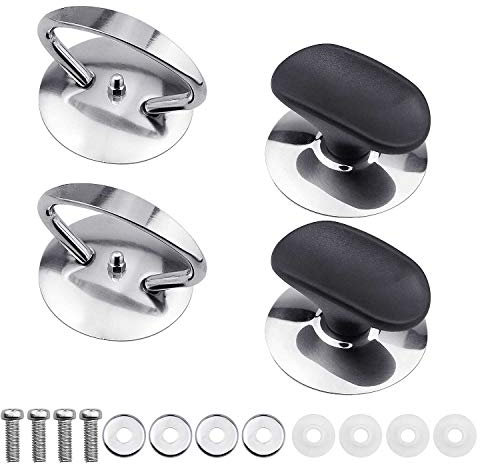 Demason Topfdeckel Griff, Universal Hitzebeständige Ersatz Deckelgriff, 4 Stück Pfannendeckel Griff aus Edelstahl und Kunststoff Ersatz-Knöpfe für Topfdeckel