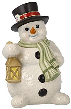 Goebel X-Mas Schneemann-Figur Heller Winterabend aus Porzellan mit einem Swarovski-Stein Mehrfarbig, Maße: 7,5cm x 7,5cm x 11,5cm, 66-703-97-1