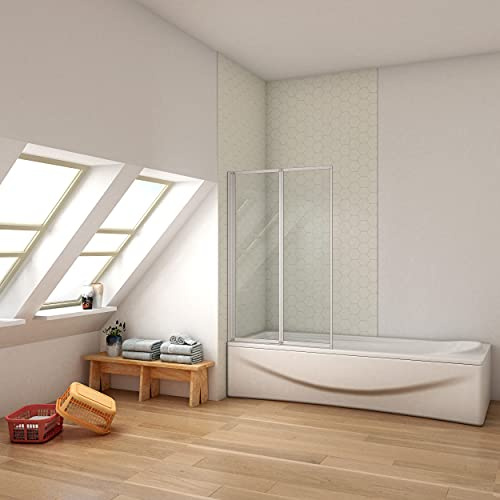 Ducha Casa 140x90cm Mampara de bañera plegable, Perfil de aluminio mate, Cristal 4mm templado