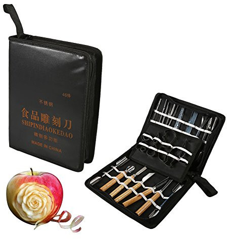 Trousse D'outils de Sculpture Culinaire, 1 Ensemble D'outils de Sculpture de 46 Pièces, Produits de Coupe de Cuisine pour Fruits et Légumes Portables, y Compris le Sac de Transport Kit de Sculpture de