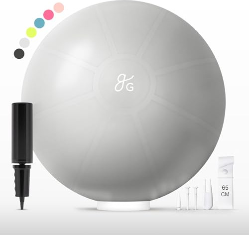 Greater Goods Anti-Burst Exercise Ball for Yoga, Pilates, Core Training, Home Gym, Office Chair & Pregnancy, Pump Included, Multiple Sizes and Colors