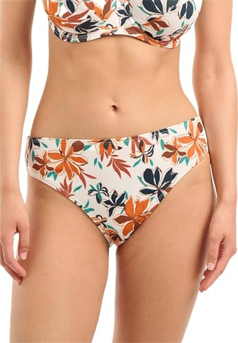 SANS COMPLEXE, Bas de Maillot de Bain Taille Médium, Modèle Staycation, Femme, Son Motif Lumineux et sa Forme modelante, 50-52, Floral Print Ivory