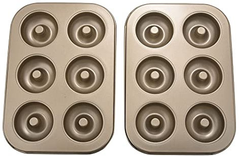 Jufjsfy Madeleine,Non-Stick Donut, 2 Pieces Donut Baking Tray, Carbon Steel Donut, Donut Baking Dish Bag Mould 6 Doughnuts