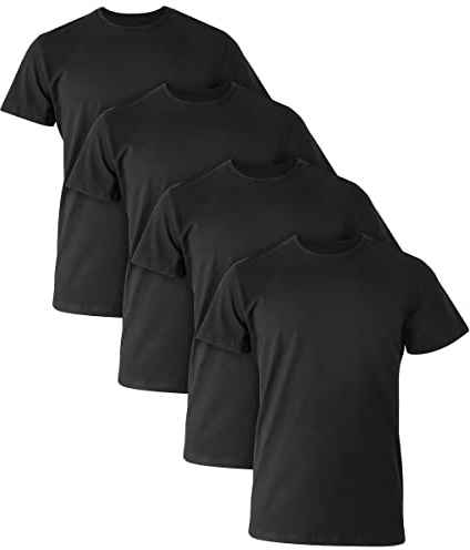 Hanes Mens Ultimate Comfort Fit Undershirt,Crewneck Stretch-Cotton T-Shirt, 4-Pack, Black - 4 Pack, Medium
