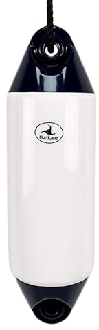 Hurricane Fenders Original Series Boat Fender PM02 48cm x 14cm (19 x 5) - White With Blue Ends