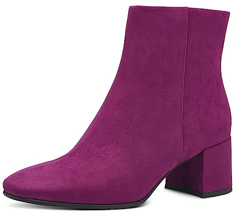MARCO TOZZI Stivaletti Donna con Tacco Eleganti Tacco a Blocco, Grape, 36 EU