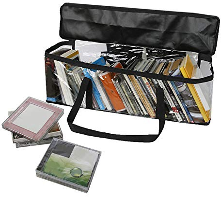 Tomotato Bolsa de Almacenamiento para CD, Bolsa de Transparente de Gran Capacidad con Cremallera y Asas, PVC Resistentes al Agua Portátil Organizador para CD, Álbumes, Videojuegos, Libros