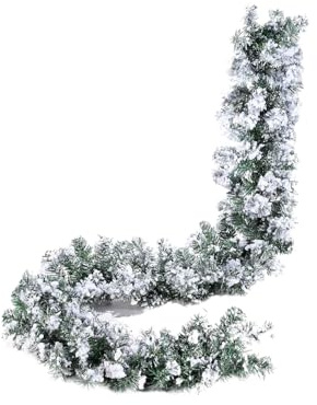 Ghirlanda INNEVATO VERDE Tralcio 270 cm Ramo Floccato effetto neve Rami di Pino Corona Natalizia ALBERO ADDOBBI DECORAZIONI Boa Fuoriporta di Natale