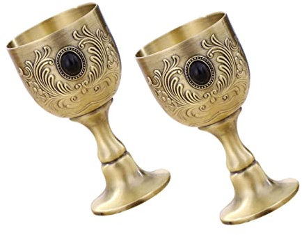 SHOWERORO 2piezas Copa De Retro De Metal Relieve De Elegante Cáliz Vintage Para Bar y Especiales