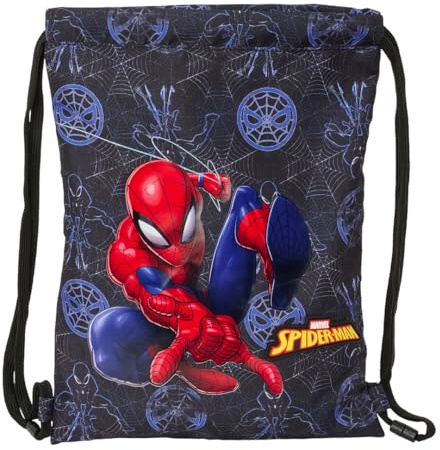 SPIDERMAN ATTACK - Mochila Saco Plano Junior, Mochila, Ideal para Niños de Diferentes Edades, Cómoda y Versátil, Calidad y Resistencia, 26x34 cm