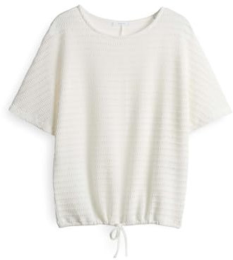 OPUS Damen Kurzarmshirt | Strukturiertes Jerseyshirt SARONJI Paris Loose mit Fledermausärmeln Milk, 44