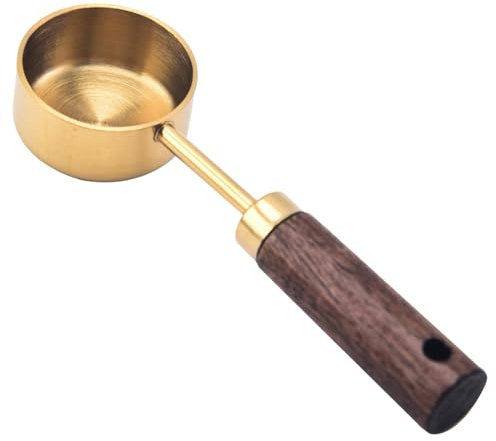 Cuchara de café en polvo para leche, cuchara medidora vintage, 4.53 x 1.38 pulgadas, utensilio con mango de madera, diseño de agarre ergonómico para cafés, té y hornear, multicolor
