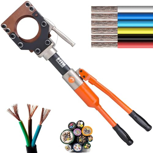 Cesoie idrauliche per cavi, forbici manuali per lunghezze di taglio di 50 mm/75 mm/85 mm/95 mm, testa apribile, impugnatura ergonomica e lama ad alta resistenza per filo di rame
