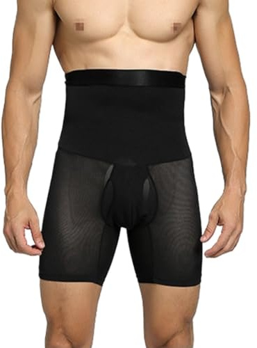 LYGBAOFUL Biancheria Intima Modellante Modellante per Il Controllo della Pancia da Uomo Vita Alta Sollevatore di Testa Corpo Coscia Dimagrante Boxer con Cintura (Nero, M)