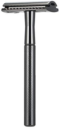 Dioche Dubbel Säkerhetshyvel i Rostfritt Stål Premium Rakverktyg för Män med Ergonomiskt Handtag Anti-sladd Design Perfekt (BLACK)
