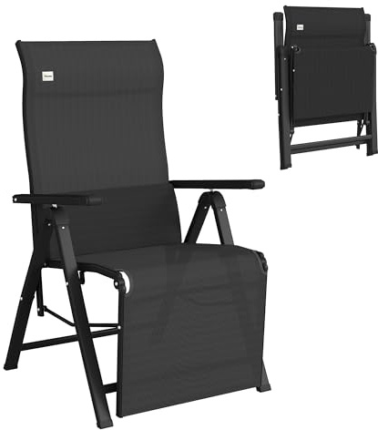 Outsunny Chaise Longue Pliable, Transat Bain de Soleil Inclinable, Noir