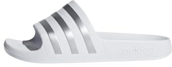 adidas unisex - barn Adilette Aqua Slides Kids Slipper, Cloud White/Silver Met/Cloud White, 34 EU