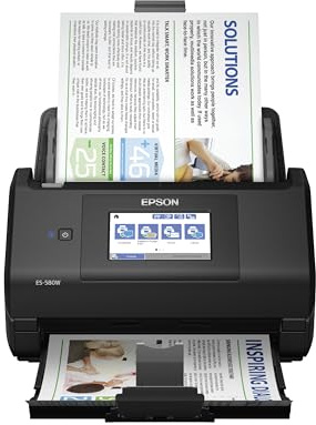 Epson Workforce ES-580W Wireless Color Duplex Desktop Document Scanner for PC and Mac with 100-sheet Auto Document Feeder (ADF) and Intuitive 4.3 Touchscreen