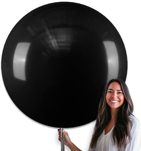 PartyWoo Black Balloons 4 pcs 36 Inch Latex Helium Matte Black Balloons for Baby Shower Birthday Graduation Casino Gaming Anniversary Retirement Pirate Race Car Theme Party Decorations Black-Y18