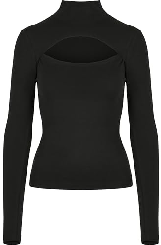 Urban Classics Manga Larga de Cuello Tortuga con Cortes para Mujer Mujer Camiseta Manga Larga Negro S