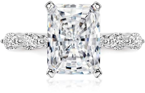 Michooyel S925 4,0 ct Diamant-Verlobungsring im Radiant-Schliff, Zirkonia, Ehering, Sterlingsilber, Brautring, edler Schmuck für Frauen