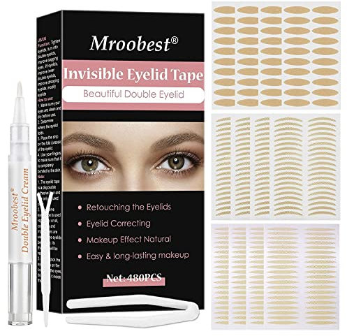 Double Eyelid Tape, Schlupflider Stripes, Schlupflid-Tape Streifen zum Augenlid-Lifting ohne OP, Sofortiger Augenlid Lift Sticky Streifen für Kapuze, Tropfen, Unebenheiten, Mono-Augenlid, 480 Stück