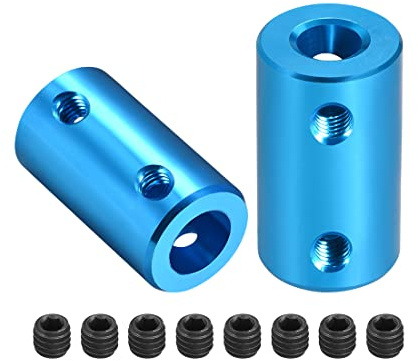 PATIKIL Albero Attacco 6mm a 8mm Alesaggio L25xP14 Robot Motore Ruota Rigido Connettore Blu 2pz